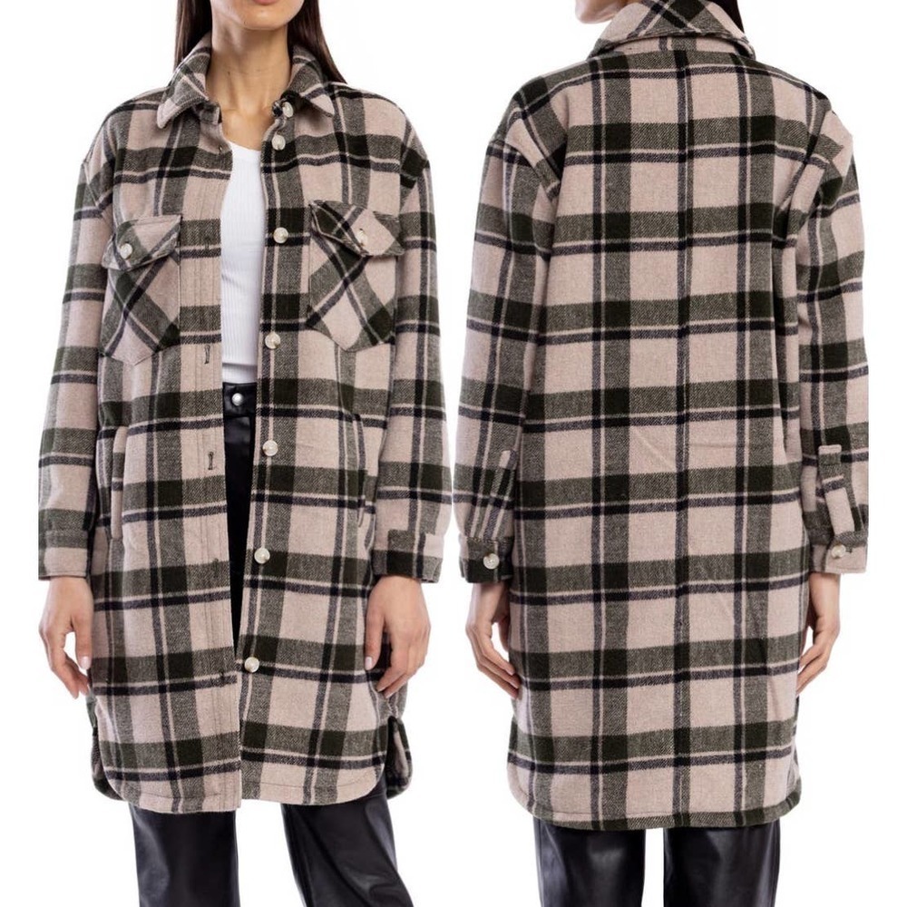 BLANK NYC Plaid Long Shacket Oversized S